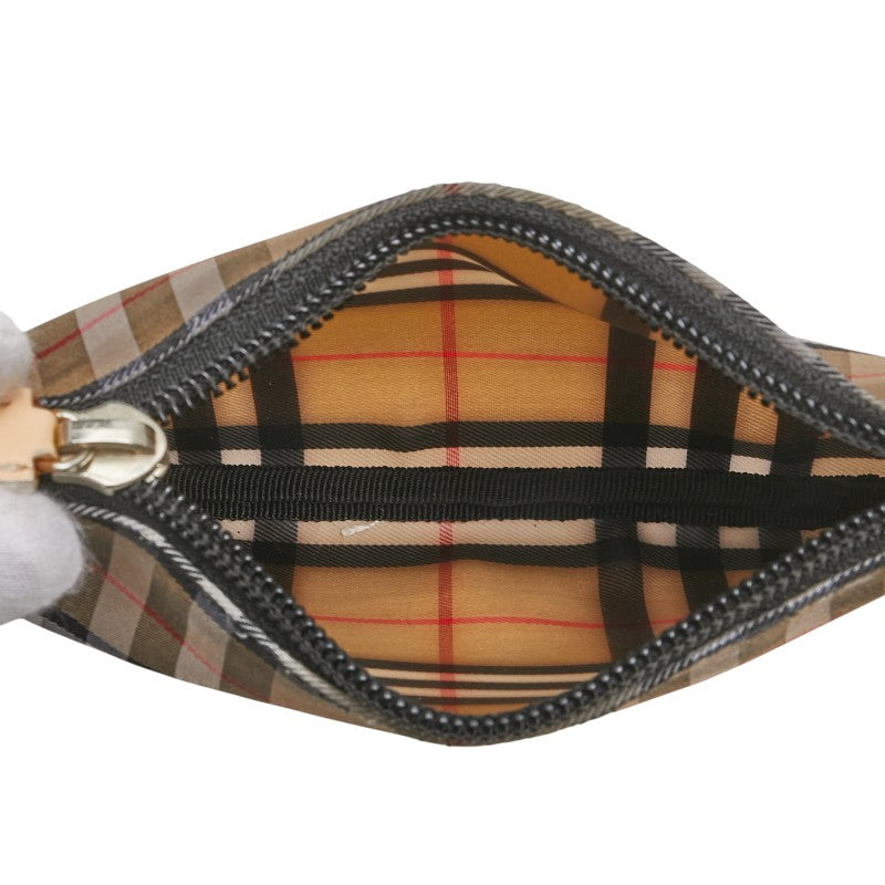 バーバリー ノバチェック ハンドバッグ トートバッグ ベージュ クリア ビニール レザー レディース BURBERRY 【中古】