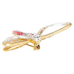 スワロフスキー クリスタル トンボ ラインストーン ブローチ ゴールド パープル ピンク メッキ レディース SWAROVSKI 【中古】