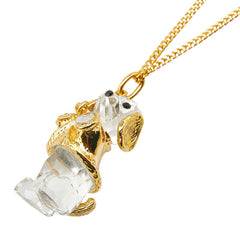 スワロフスキー ドッグ 犬 わんちゃん モチーフ ネックレス ゴールド メッキ レディース SWAROVSKI 【中古】