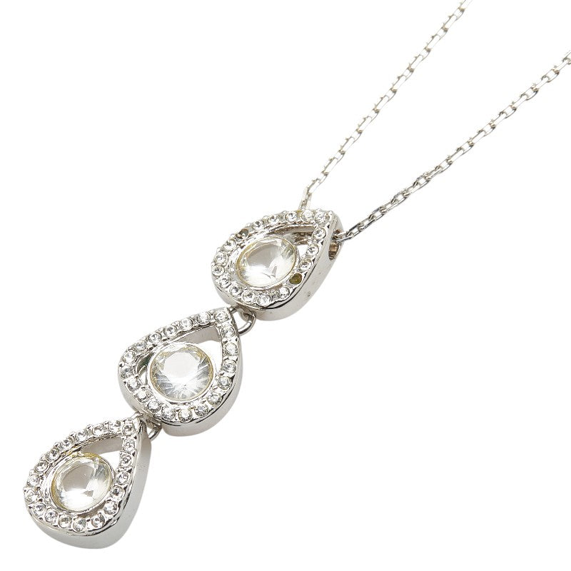 スワロフスキー 3連ストーン ラインストーン ネックレス シルバー メタル レディース SWAROVSKI 【中古】