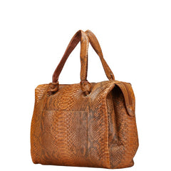 エレガンス トートバッグ ハンドバッグ ブラウン パイソン レザー レディース ELEGANCE 【中古】