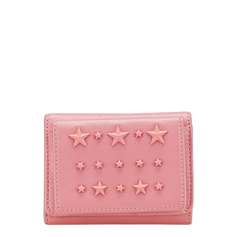 ジミーチュウ スタースタッズ 三つ折り財布 ピンク レザー レディース JIMMY CHOO 【中古】