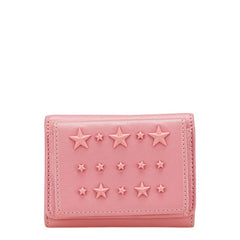 ジミーチュウ スタースタッズ 三つ折り財布 ピンク レザー レディース JIMMY CHOO 【中古】