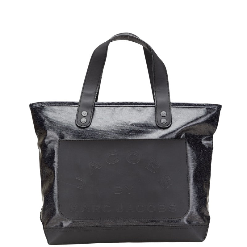 マークジェイコブス ロゴ トートバッグ ハンドバッグ ブラック レザー レディース MARC JACOBS 【中古】