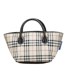 バーバリー ノバチェック ハンドバッグ ベージュ ブラック レッド ナイロン レザー レディース BURBERRY 【中古】