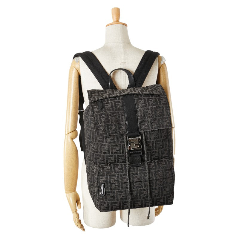 フェンディ ズッカ リュック バックパック ブラック ブラウン キャンバス レザー レディース FENDI 【中古】