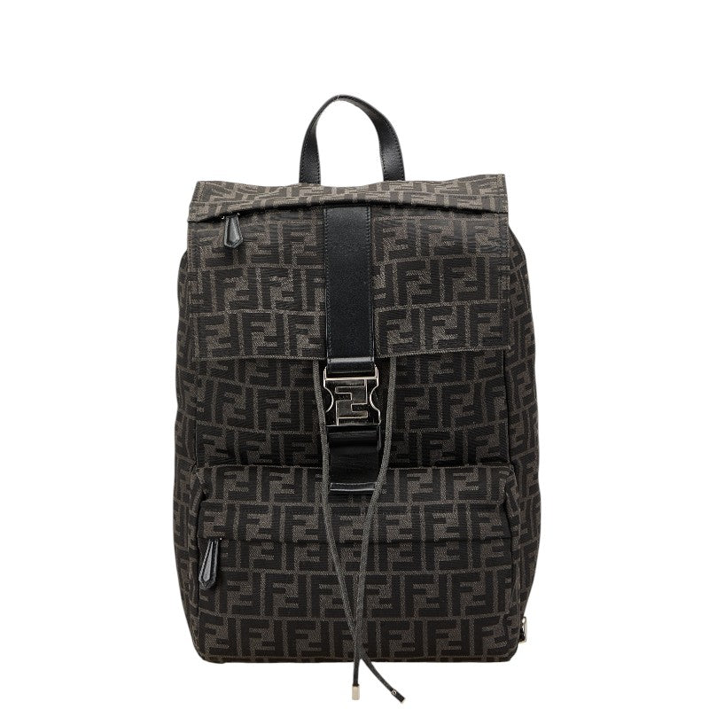 フェンディ ズッカ リュック バックパック ブラック ブラウン キャンバス レザー レディース FENDI 【中古】