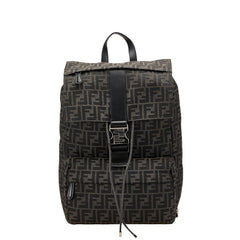 フェンディ ズッカ リュック バックパック ブラック ブラウン キャンバス レザー レディース FENDI 【中古】