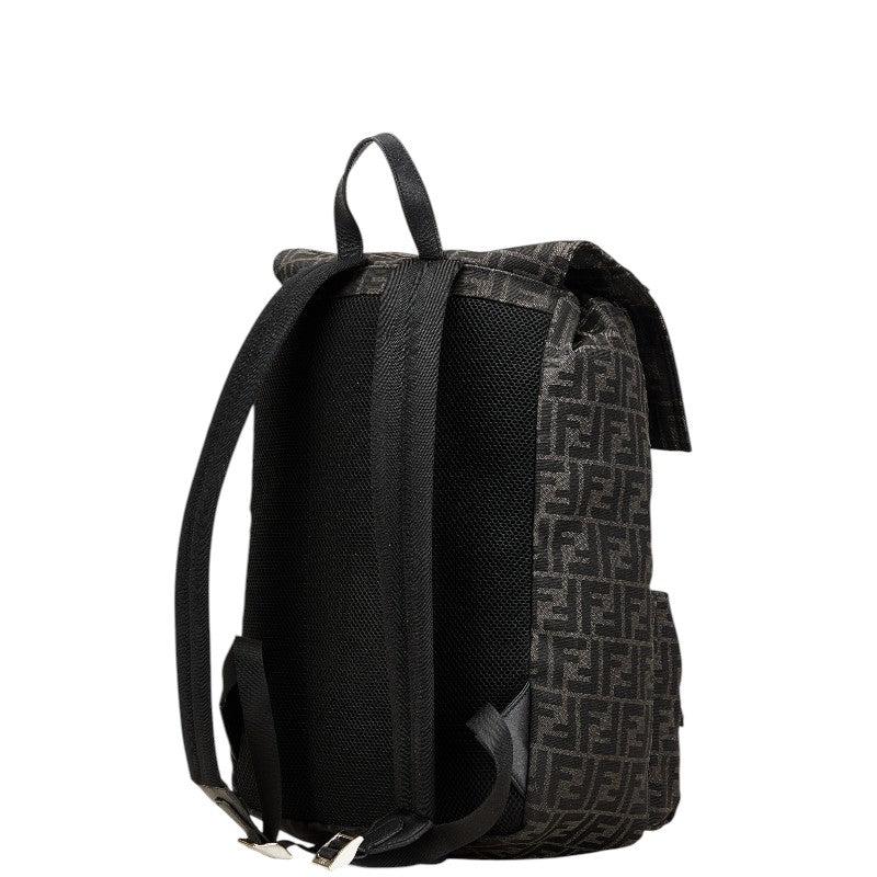 フェンディ ズッカ リュック バックパック ブラック ブラウン キャンバス レザー レディース FENDI 【中古】
