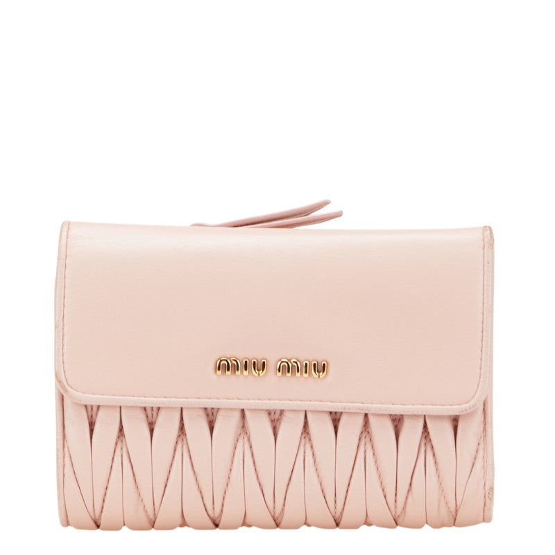 ミュウミュウ マテラッセ 二つ折り財布 5ML225 ピンク レザー レディース MIUMIU 【中古】