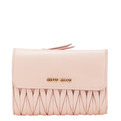 ミュウミュウ マテラッセ 二つ折り財布 5ML225 ピンク レザー レディース MIUMIU 【中古】