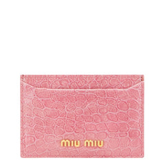 ミュウミュウ クロコ型押し カードケース ピンク レザー レディース MIUMIU 【中古】