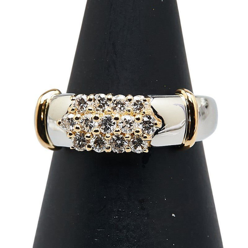 K18YG イエローゴールド Pt900 プラチナ コンビ ダイヤ0.35ct パヴェ リング 指輪 レディース 5.5号 【中古】