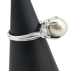 Pt900 プラチナ 白蝶真珠9.7mm ダイヤ0.12ct リング 指輪 レディース 11.5号 【中古】