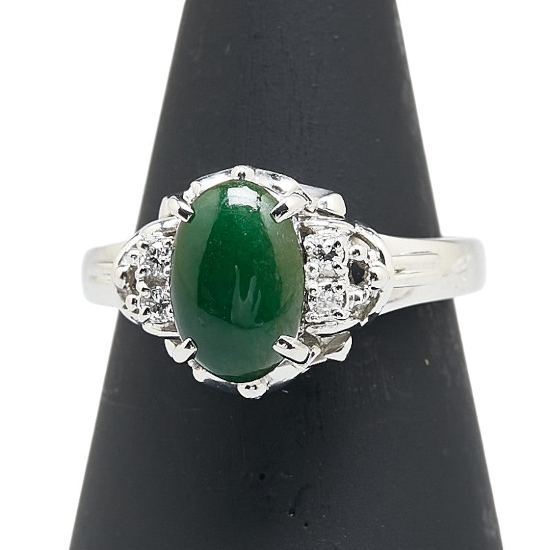 Pt900 プラチナ ヒスイ ダイヤ0.06ct リング 指輪 レディース 11.5号 【中古】