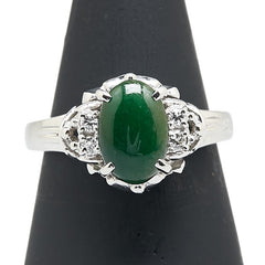 Pt900 プラチナ ヒスイ ダイヤ0.06ct リング 指輪 レディース 11.5号 【中古】