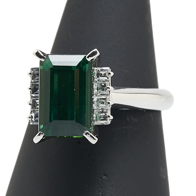 Pt900 プラチナ トルマリン3.50ct ダイヤ0.33ct リング 指輪 レディース 15号 【中古】