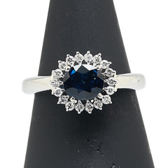 Pt900 プラチナ サファイア0.97ct ダイヤ0.25ct リング 指輪 レディース 11号 【中古】