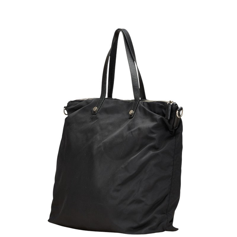 プラダ ドクロ スカル スタッズ ハンドバッグ トートバッグ ブラック ナイロン レザー レディース PRADA 【中古】