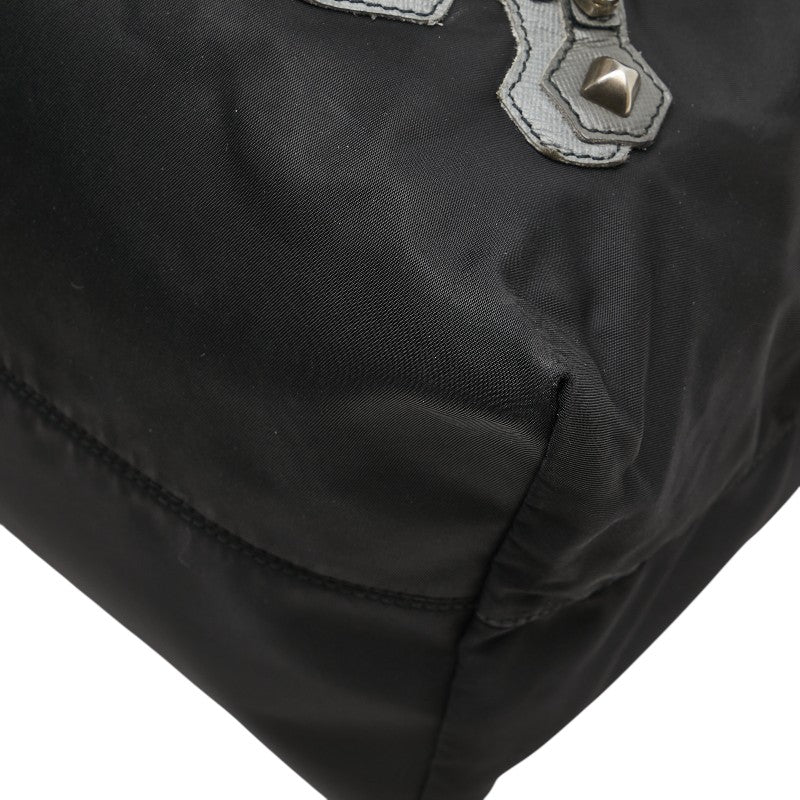 プラダ ドクロ スカル スタッズ ハンドバッグ トートバッグ ブラック ナイロン レザー レディース PRADA 【中古】