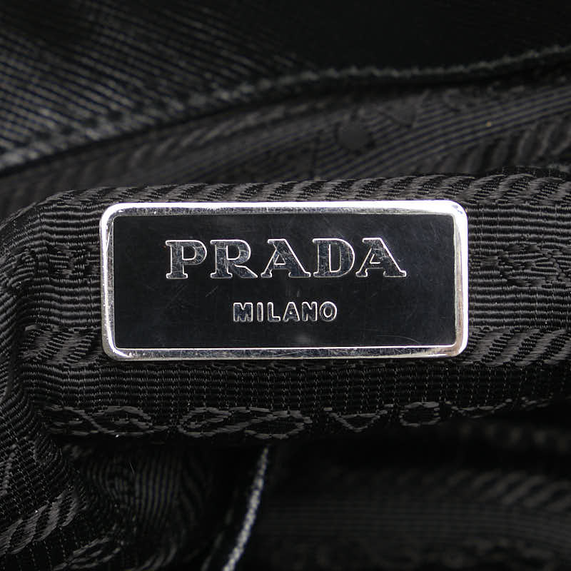 プラダ ドクロ スカル スタッズ ハンドバッグ トートバッグ ブラック ナイロン レザー レディース PRADA 【中古】
