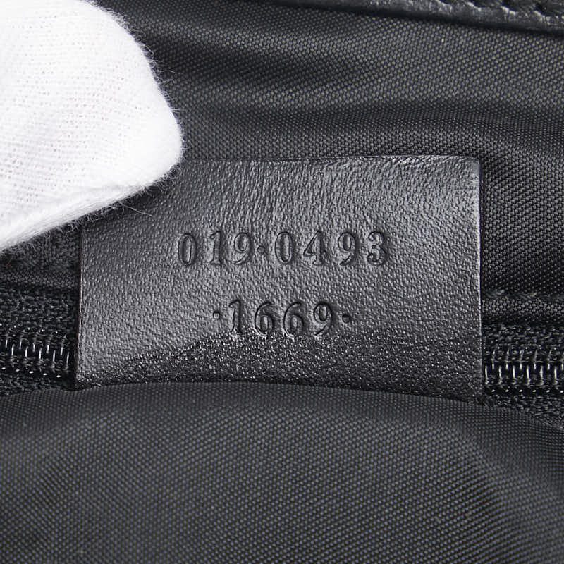 グッチ ロゴ トートバッグ 019 0493 ブラック ナイロン レザー レディース GUCCI 【中古】