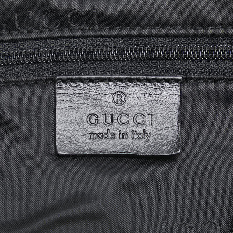 グッチ ロゴ トートバッグ 019 0493 ブラック ナイロン レザー レディース GUCCI 【中古】