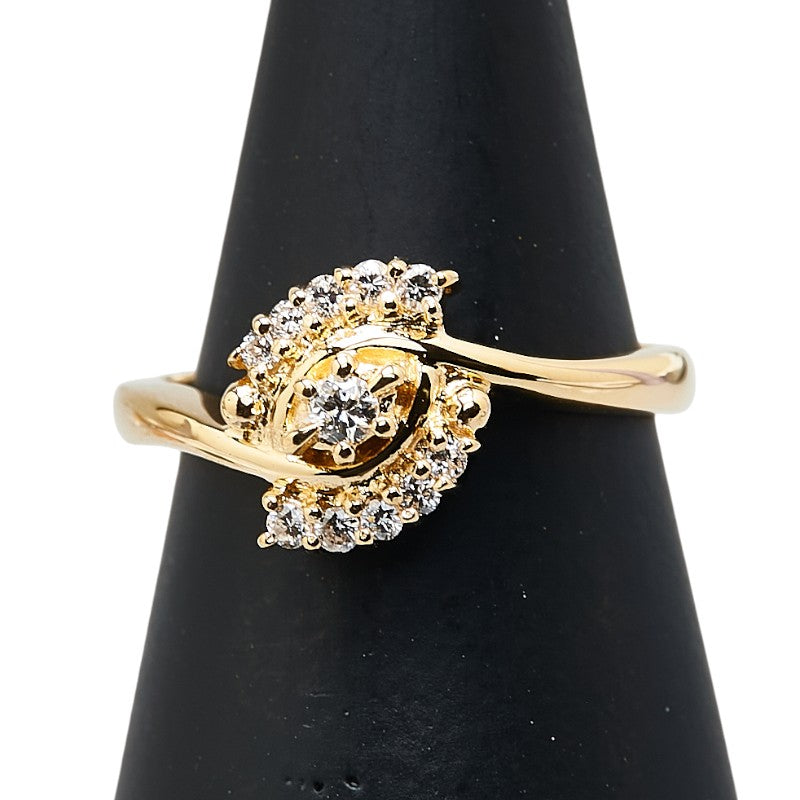 セイコー K18YG イエローゴールド ダイヤ リング 指輪 レディース SEIKO 9号 【中古】