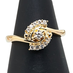 セイコー K18YG イエローゴールド ダイヤ リング 指輪 レディース SEIKO 9号 【中古】