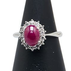 Pt900 プラチナ ルビー1.57ct ダイヤ0.27ct リング 指輪 レディース 9.5号 【中古】