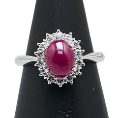 Pt900 プラチナ ルビー1.57ct ダイヤ0.27ct リング 指輪 レディース 9.5号 【中古】