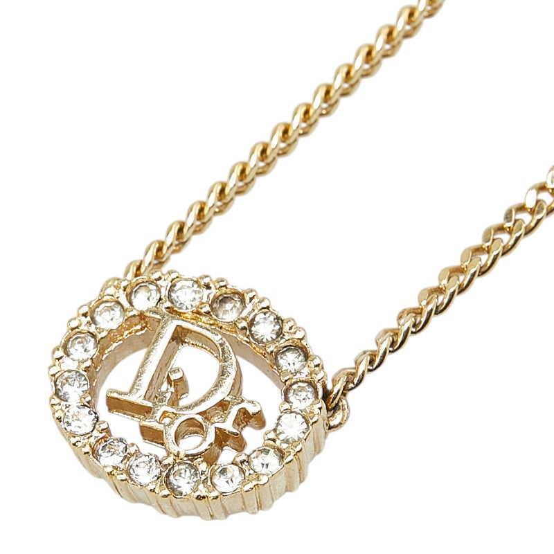 ディオール ロゴ ラインストーン ネックレス ゴールド メッキ レディース Dior 【中古】