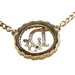 ディオール ロゴ ラインストーン ネックレス ゴールド メッキ レディース Dior 【中古】