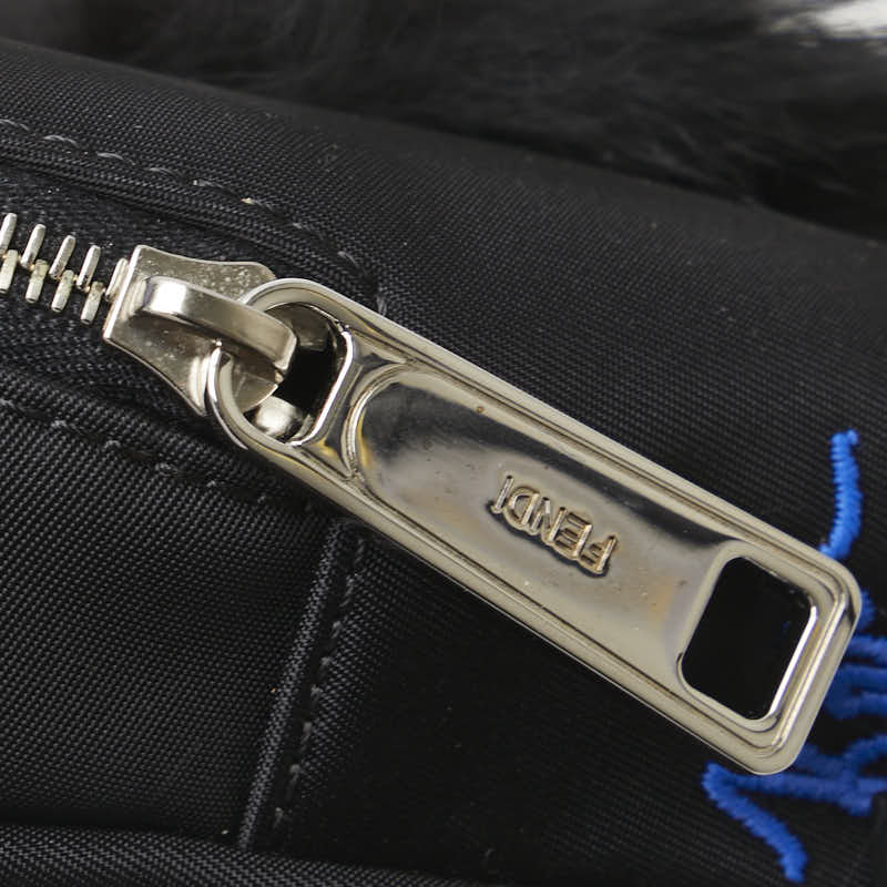 フェンディ カーリト リュック モチーフ キーホルダー 小物入れ 7AR512 ブラック ブルー ナイロン レザー レディース FENDI 【中古】