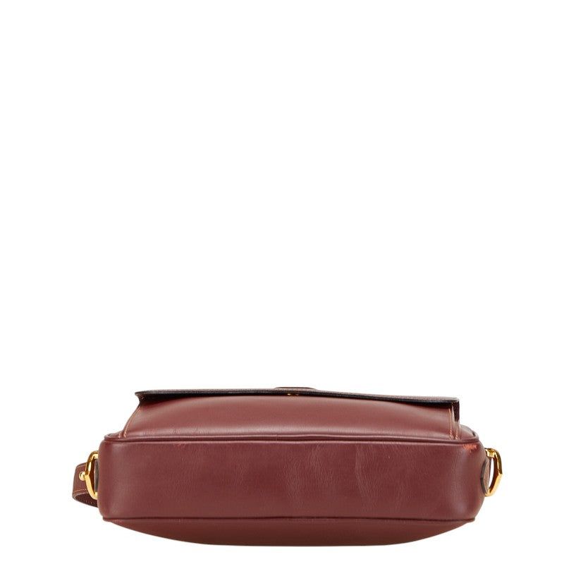 カルティエ マストライン ショルダーバッグ ワインレッド ボルドー レザー レディース CARTIER 【中古】