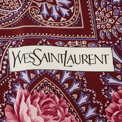 サンローラン フラワー 花 スカーフ ボルドー マルチカラー シルク レディース SAINT LAURENT 【中古】
