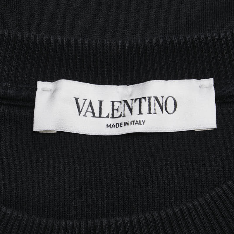 ヴァレンティノ VLTNロゴ スウェットトレーナー サイズ:S ブラック ホワイト コットン メンズ VALENTINO 【中古】