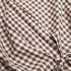 ロエベ チェック アナグラム 長袖シャツ サイズ:34 ブラウン ブラック コットン ポリエステル レディース LOEWE 【中古】