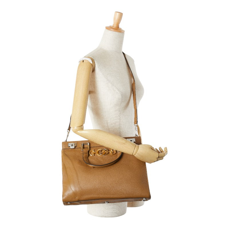 グッチ ズゥミ ハンドバッグ ショルダーバッグ 2WAY 564714 ブラウン レザー レディース GUCCI 【中古】