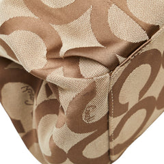 コーチ シグネチャー オブアート がま口 トートバッグ 13441 ベージュ ブラウン キャンバス レザー レディース COACH 【中古】