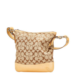 コーチ シグネチャー タッセル ショルダーバッグ 9362 ベージュ キャンバス レザー レディース COACH 【中古】