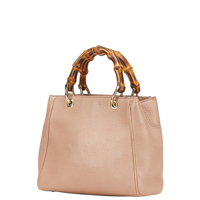 グッチ バンブー ミニショッパー ハンドバッグ ショルダーバッグ 2WAY 368823 ピンク レザー レディース GUCCI 【中古】