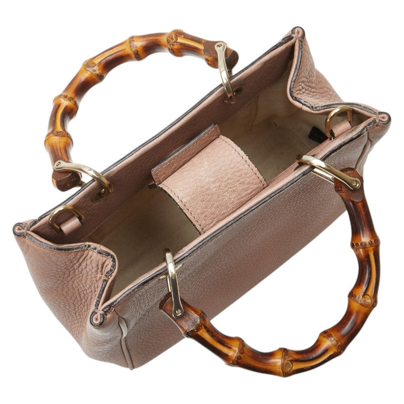 グッチ バンブー ミニショッパー ハンドバッグ ショルダーバッグ 2WAY 368823 ピンク レザー レディース GUCCI 【中古】