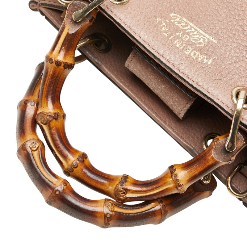 グッチ バンブー ミニショッパー ハンドバッグ ショルダーバッグ 2WAY 368823 ピンク レザー レディース GUCCI 【中古】