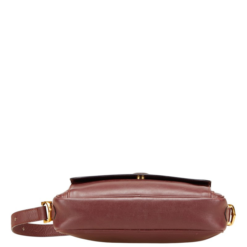 カルティエ マストライン ショルダーバッグ ワインレッド レザー レディース CARTIER 【中古】