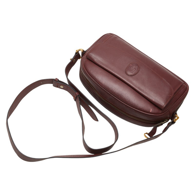 カルティエ マストライン ショルダーバッグ ワインレッド レザー レディース CARTIER 【中古】