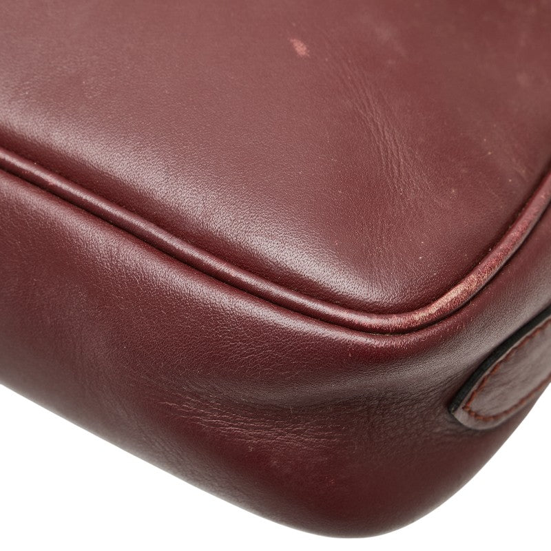 カルティエ マストライン ショルダーバッグ ワインレッド レザー レディース CARTIER 【中古】