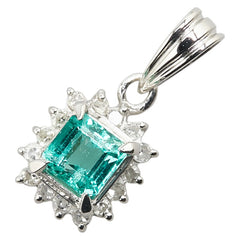 Pt900 プラチナ エメラルド0.31ct ダイヤ0.09ct ペンダントトップ レディース 【中古】