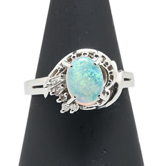 Pt900 プラチナ オパール0.69ct ダイヤ0.09ct リング 指輪 レディース 13号 【中古】