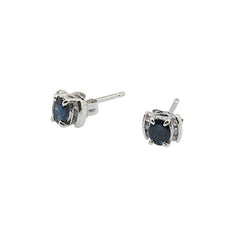 Pt850 プラチナ サファイア0.60ct ダイヤ0.08ct スタッドピアス レディース 【中古】